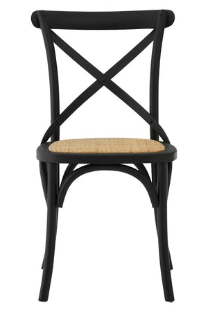 Arden Black Oak Wood & Rattan Dining Chair
