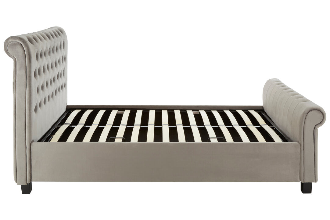 Rowan Grey Velvet Ottoman Storage Bed