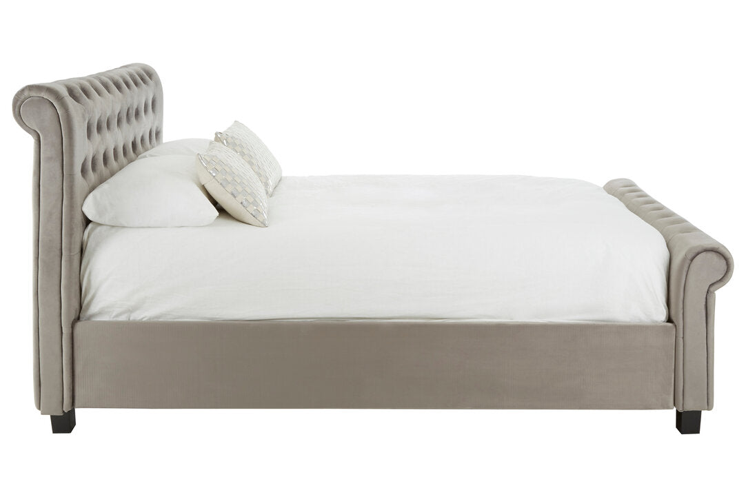 Rowan Grey Velvet Ottoman Storage Bed