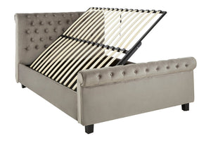 Rowan Grey Velvet Ottoman Storage Bed