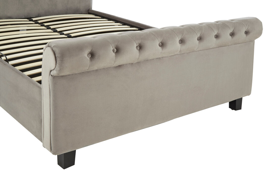 Rowan Grey Velvet Ottoman Storage Bed