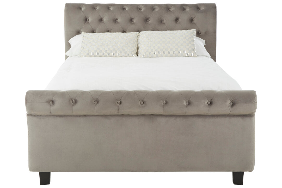 Rowan Grey Velvet Ottoman Storage Bed