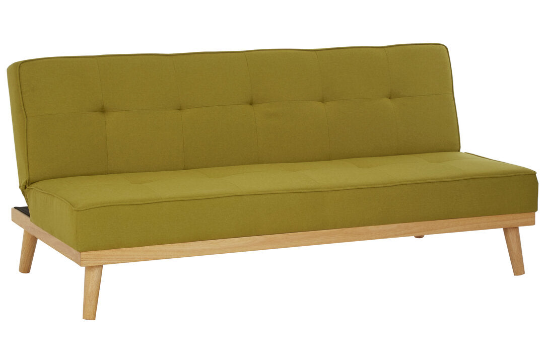 Skagen lime green fabric sofa bed on a white background