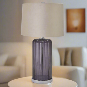 Alberta Metallic Glass Lamp With Velvet Shade