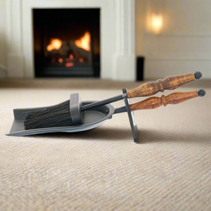 Hand Turned Hearth Tidy With Wooden Handle