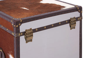 Westbury House Brown And White Cowhide Storage Trunk Set