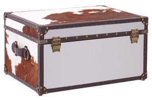 Westbury House Brown And White Cowhide Storage Trunk