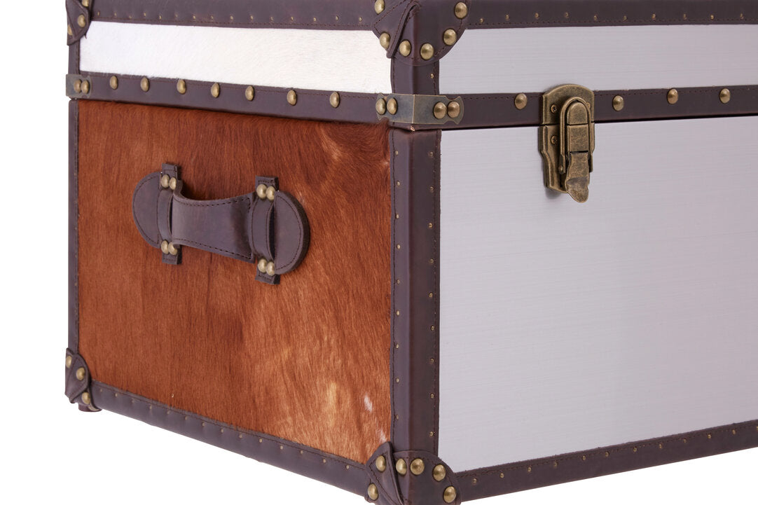 Westbury House Brown And White Cowhide Storage Trunk