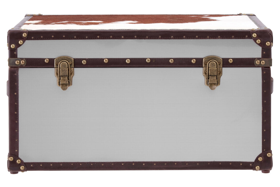 Westbury House Brown And White Cowhide Storage Trunk