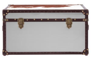 Westbury House Brown And White Cowhide Storage Trunk