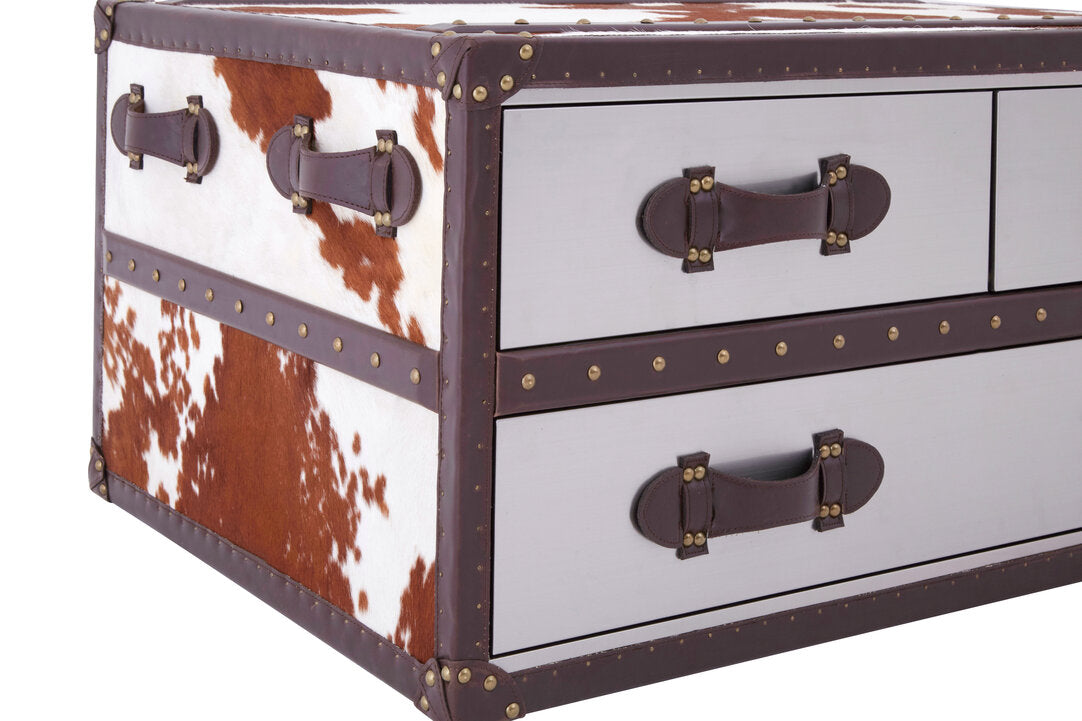 Westbury House Brown And White Genuine Cowhide Coffee Table