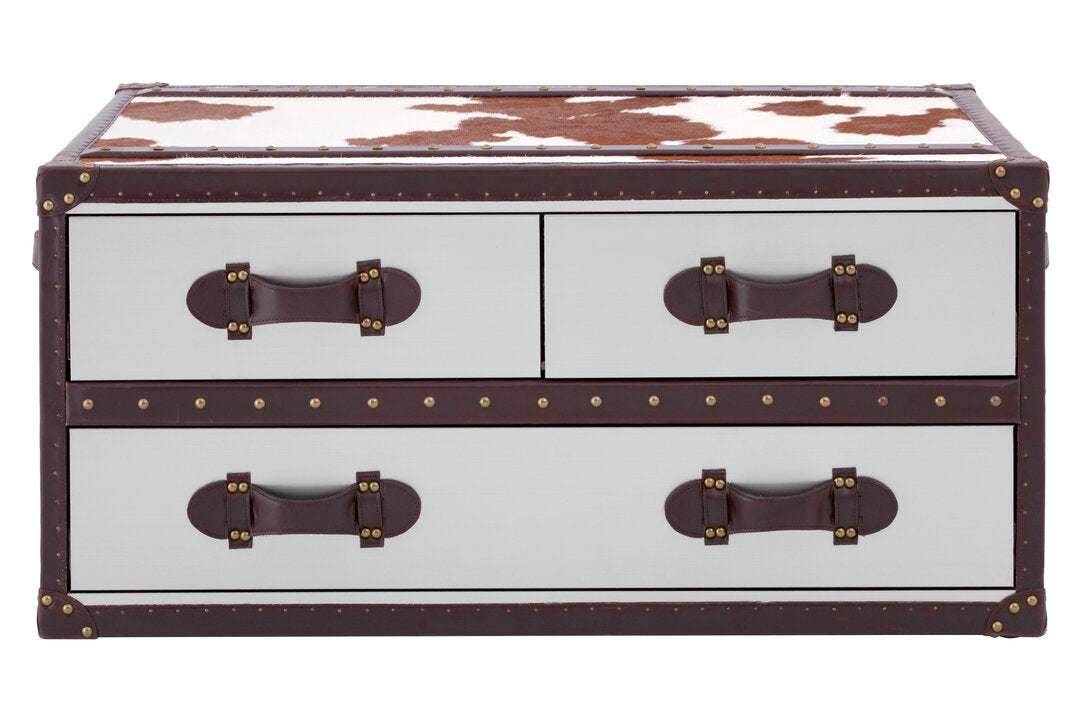 Westbury House Brown And White Genuine Cowhide Coffee Table