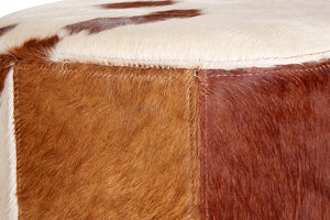 Westbury House Brown And White Cowhide Ottoman