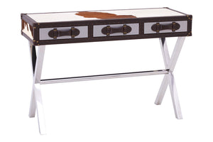 Westbury House Cowhide And Stainless Steel Console Table