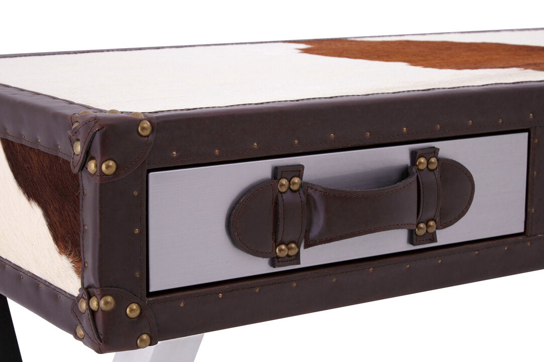 Westbury House Cowhide And Stainless Steel Console Table
