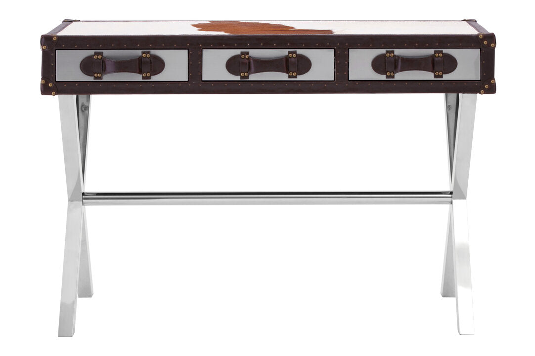 Westbury House Cowhide And Stainless Steel Console Table