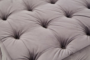 Esme Grey Velvet Button Tufted Ottoman