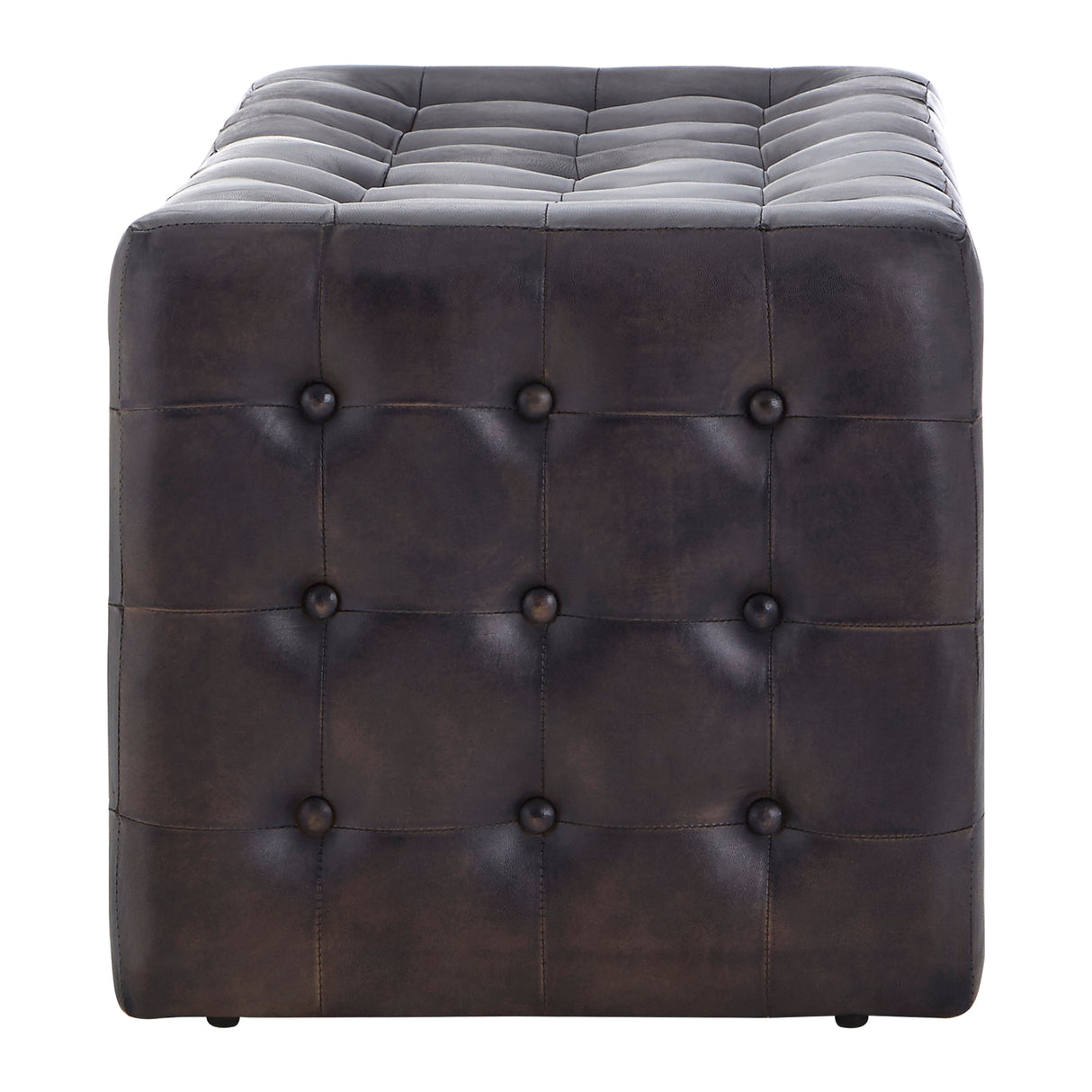 Forge Antique Black/Brown Leather Bench