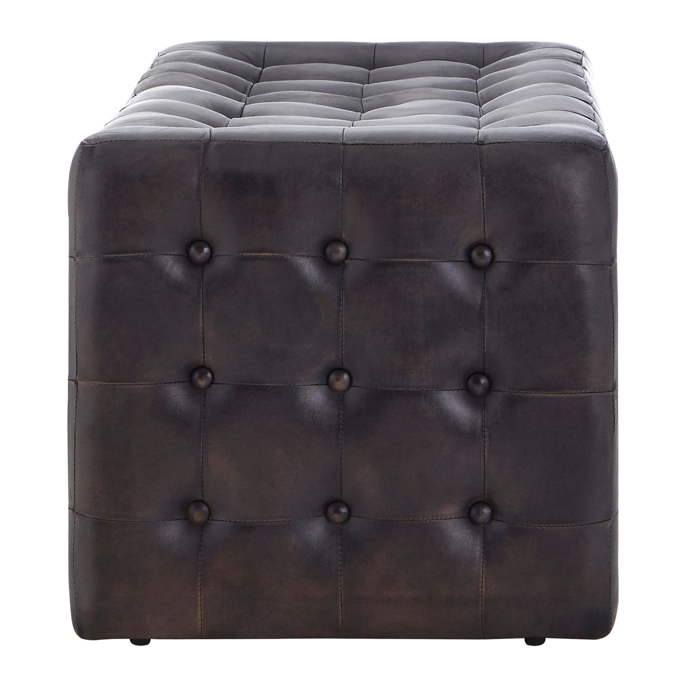 Forge Antique Black/Brown Leather Bench