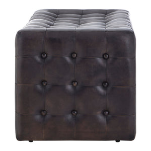 Forge Antique Black/Brown Leather Bench