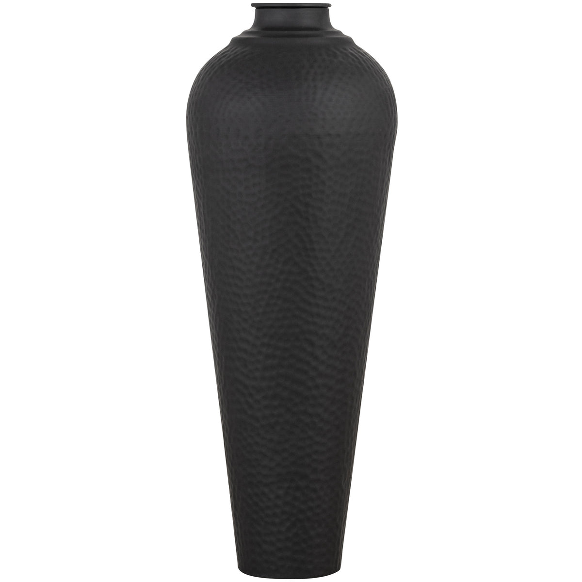 Medium black textured vase on a white background