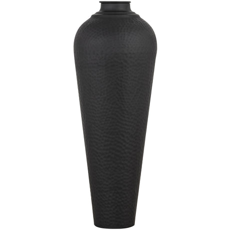Medium black textured vase on a white background