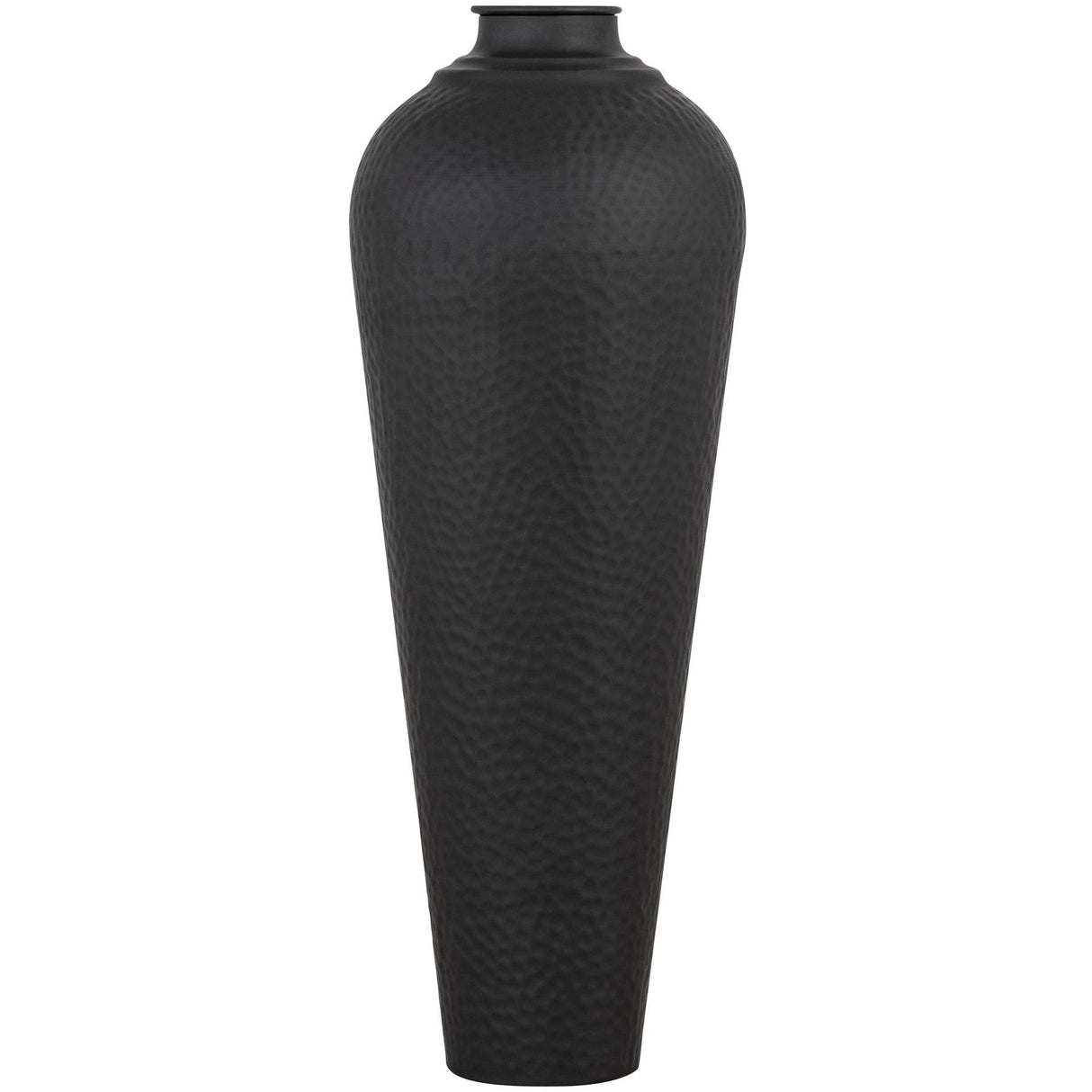 Matt Black Hammered Vase With Lid