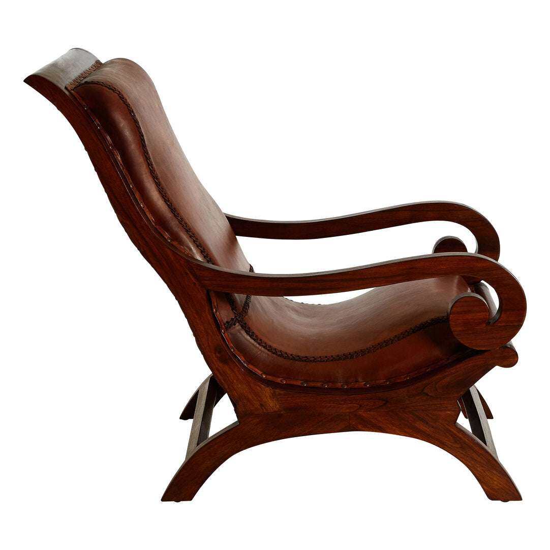 Tierra Brown Leather Chair With Footstool