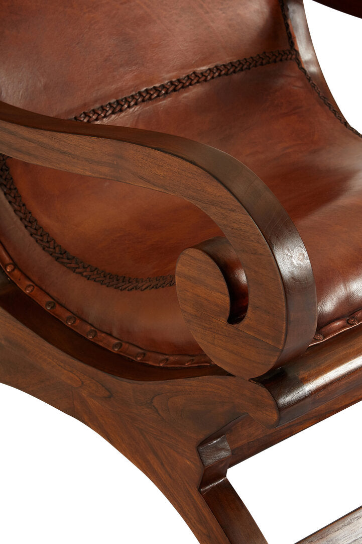 Tierra Brown Leather Chair With Footstool