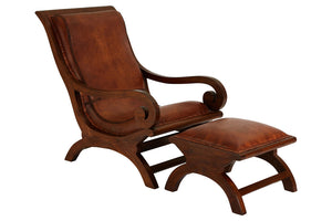 Tierra Brown Leather Chair With Footstool