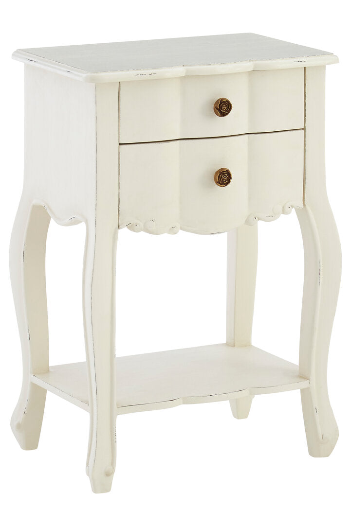 Vienne 2 Drawer White Bedside Cabinet