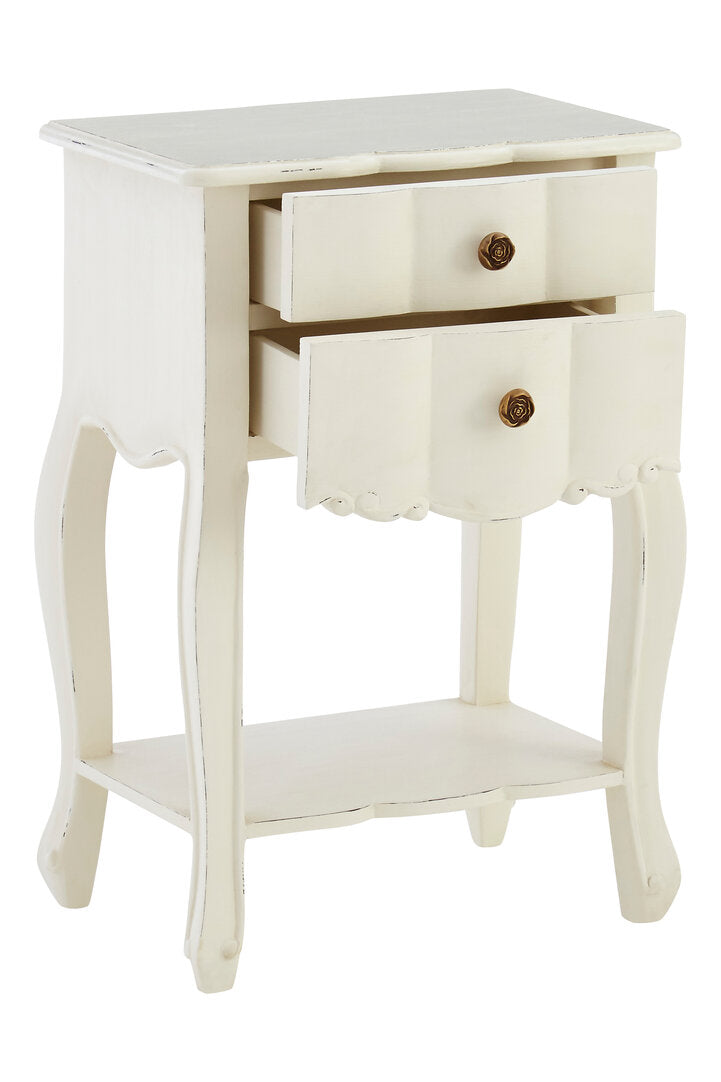 Vienne 2 Drawer White Bedside Cabinet