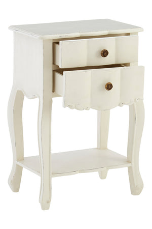 Vienne 2 Drawer White Bedside Cabinet