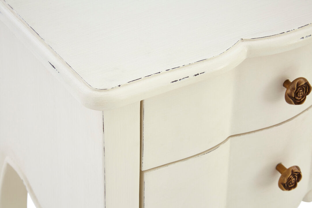 Vienne 2 Drawer White Bedside Cabinet
