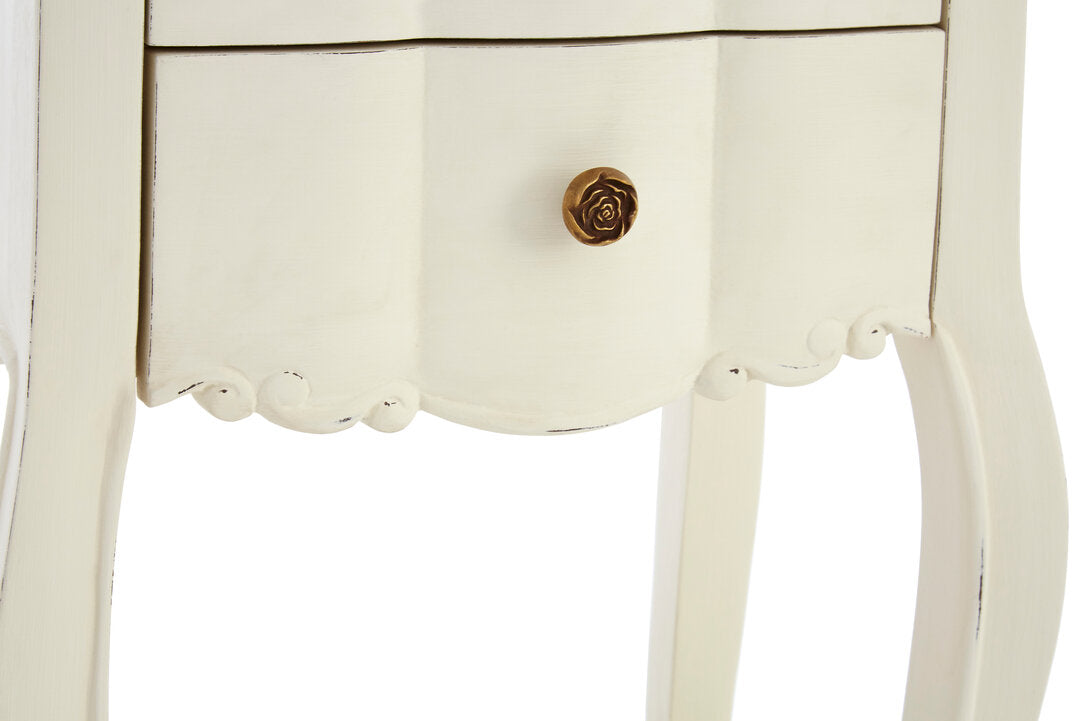 Vienne 2 Drawer White Bedside Cabinet
