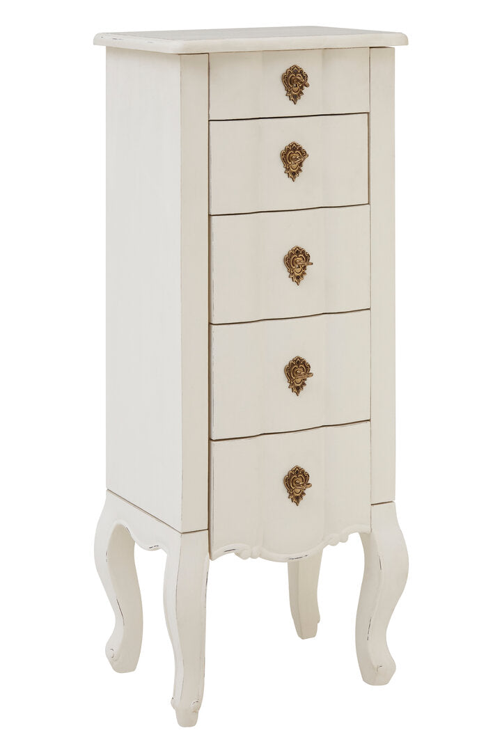 Vienne 5 Drawer Small White Chest With Jewellery Storage