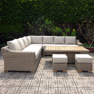 Capri Collection Outdoor Large Corner Set With Riser Table And 2 Stools