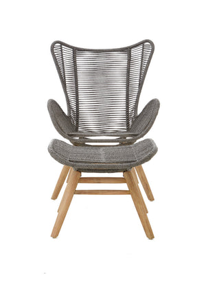 Nomad Grey Rope Lounge Chair And Footstool