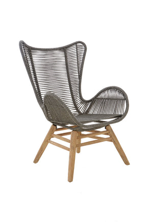 Nomad Grey Rope Lounge Chair And Footstool