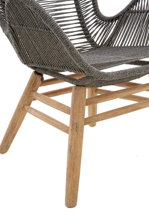 Nomad Grey Rope Lounge Chair And Footstool