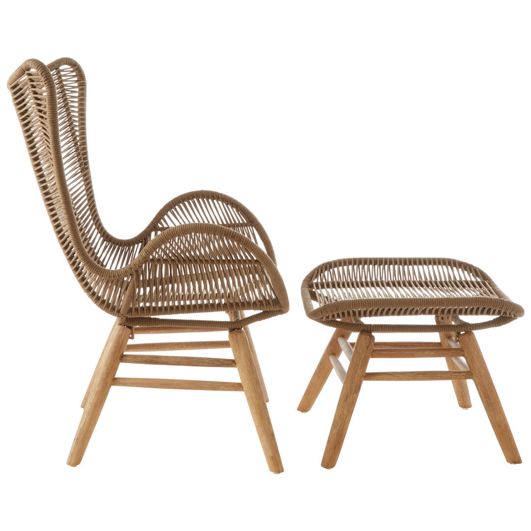 Nomad Latte Rope Lounge Chair And Footstool