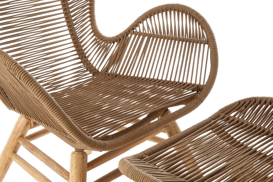 Nomad Latte Rope Lounge Chair And Footstool