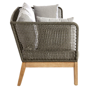 Kora 3 Seater Rope Woven Sofa with Grey Cushions