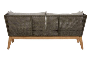 Kora 3 Seater Rope Woven Sofa with Grey Cushions