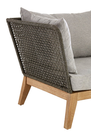 Kora 3 Seater Rope Woven Sofa with Grey Cushions