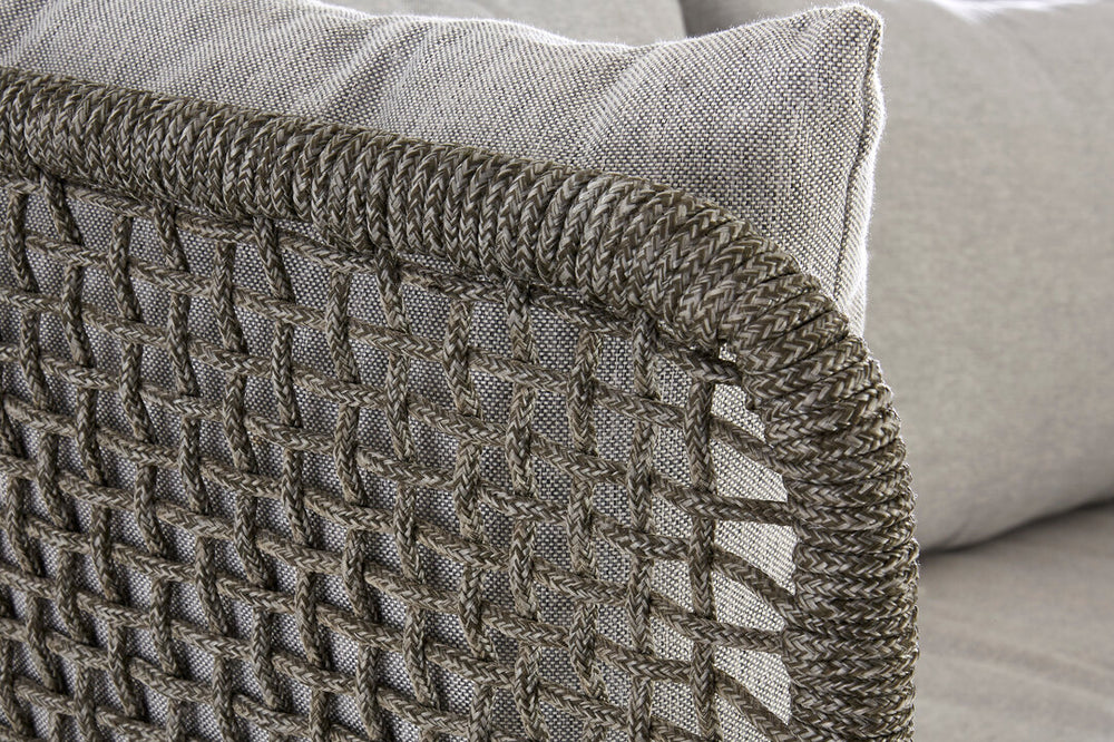 Kora Rope Kora 3 Seater Rope Woven Sofa with Grey Cushions – Green & Gable