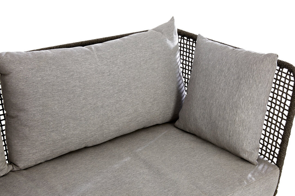Kora Rope Kora 3 Seater Rope Woven Sofa with Grey Cushions – Green & Gable