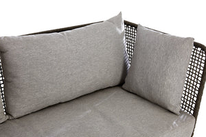 Kora 3 Seater Rope Woven Sofa with Grey Cushions