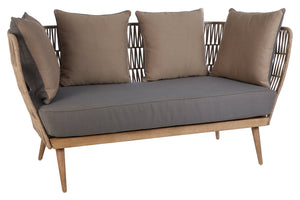 Kora Woven Rope 2 Seater Sofa with Grey Cushions