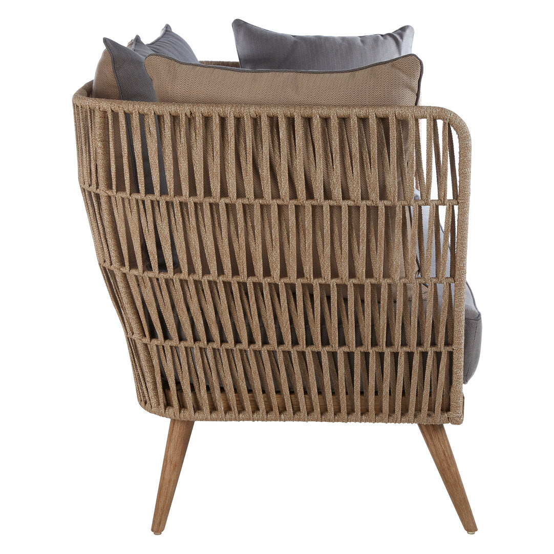 Kora Woven Rope 2 Seater Sofa with Grey Cushions